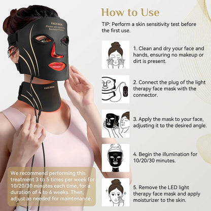 Masque LED Silicone Flexible Lumina Lift™ 7 couleurs pour le visage et le cou